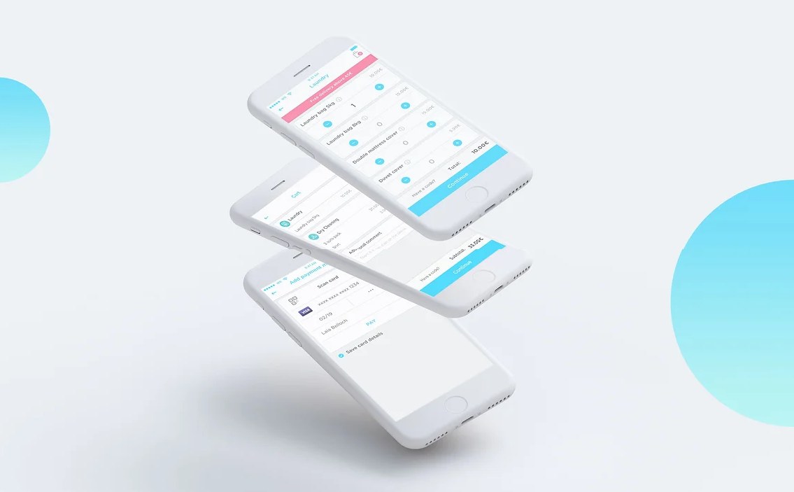 Three stacked phones showing the booking flow